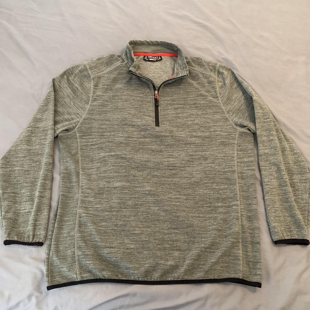 Avalanche Pullover Shirt Mens XL Gray 1/4 Zip Stretch Mock Neck Outdoor Hiking